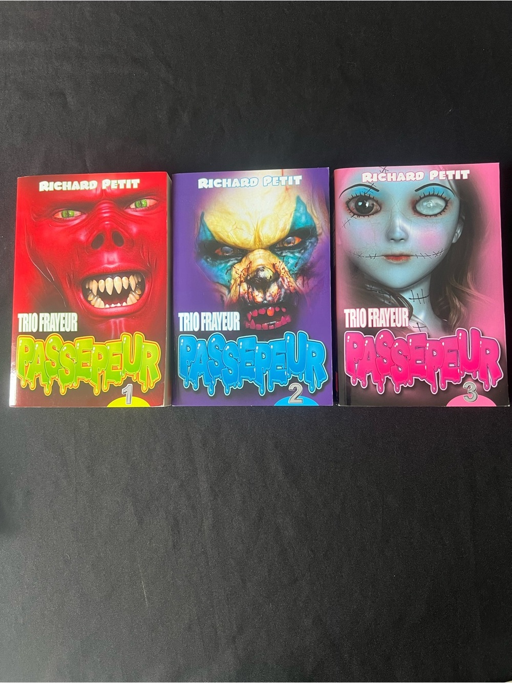 Lot of 3 Passepeur Trio Frayeur French Books by Richard Petit (Vols 1, 2, 3)